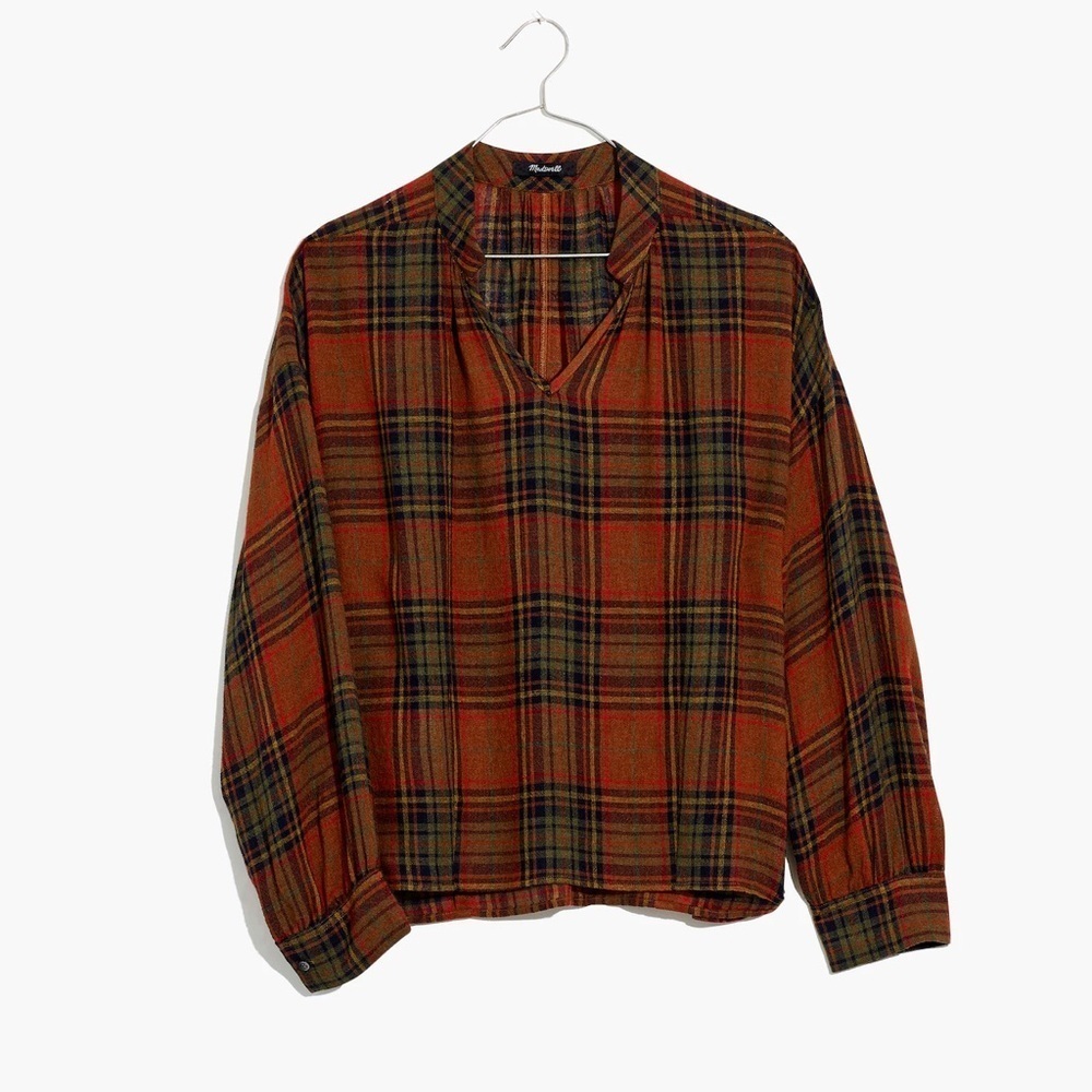 Madewell Highroad Wool blend Popover Shirt in Brentford Plaid Medium